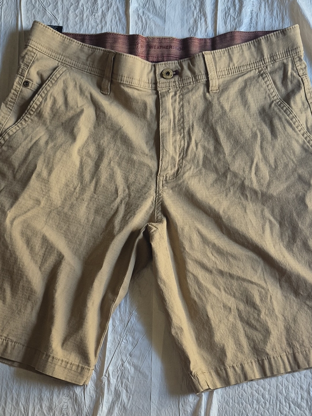 Weatherproof Men's Tan Flat-Front Shorts